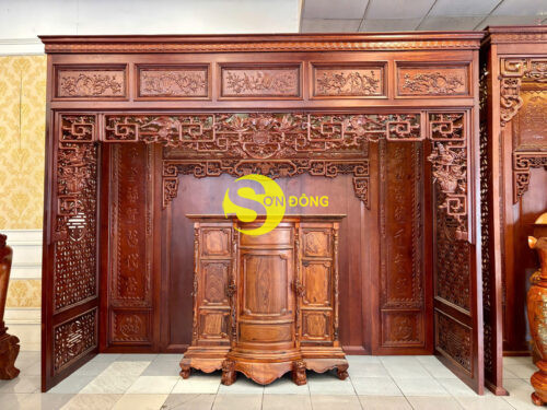 Bộ vách thờ gỗ gõ đỏ - BVT112