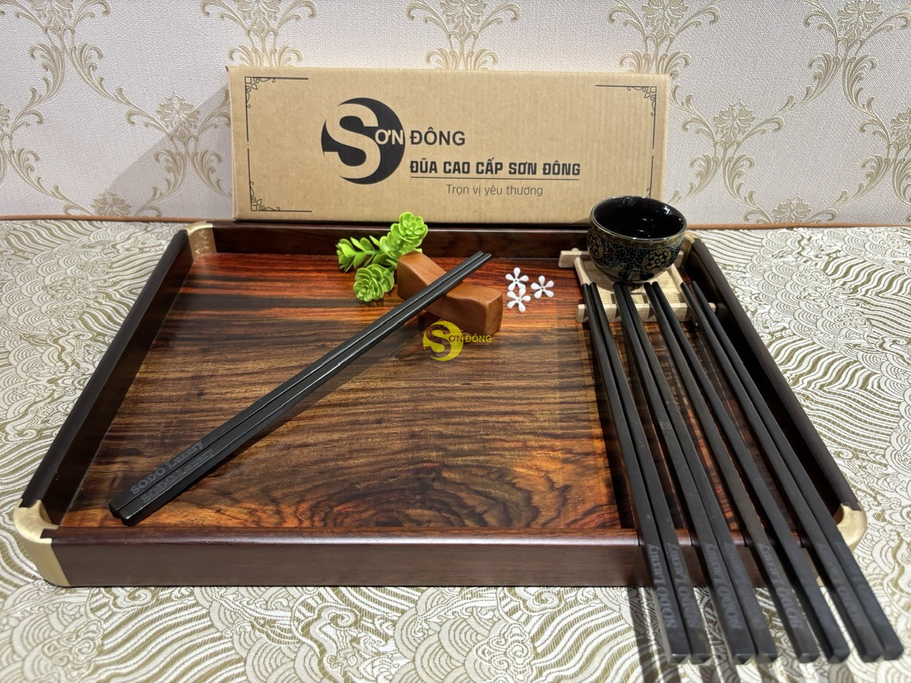 Đũa Mun sừng Khánh Hoà đầu vuông (10 đôi)