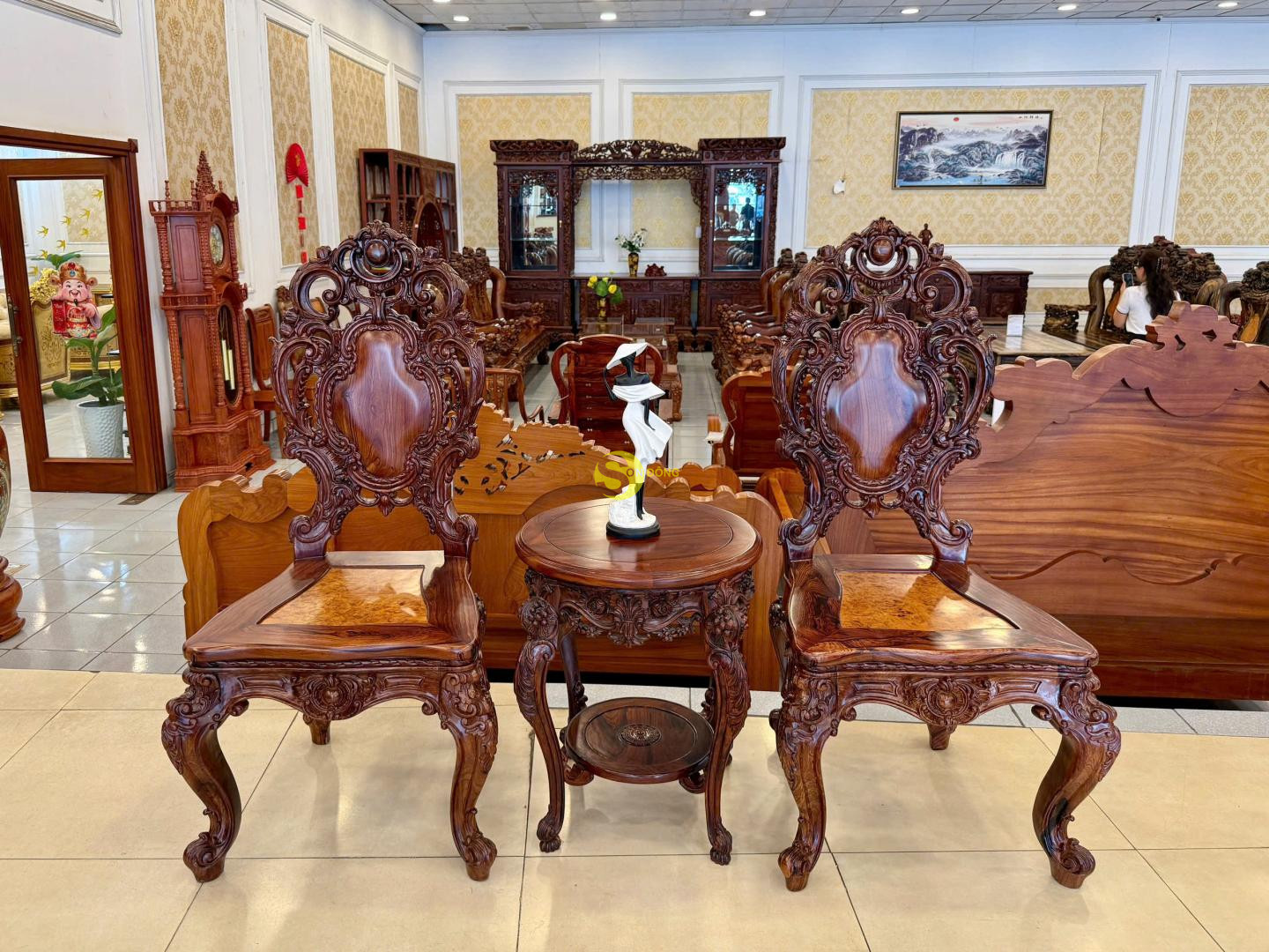 Bộ bàn trà cổ điển hoàng gia gỗ cẩm lai DTT403 | GA499A1