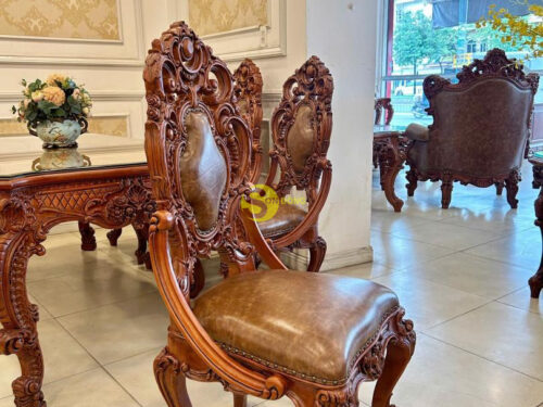 Ghế ăn hoàng gia LOUIS MINERVA bọc da bò Ý - GA087B1 9 GA087B111
