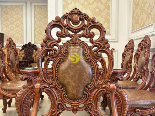 Ghế ăn hoàng gia LOUIS MINERVA bọc da bò Ý - GA087B1 11 GA087B17