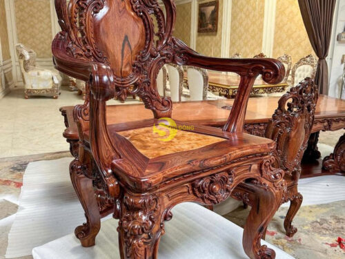 Ghế chủ toạ hoàng gia Cẩm lai mặt cẩn nu Hương Việt – GA499A