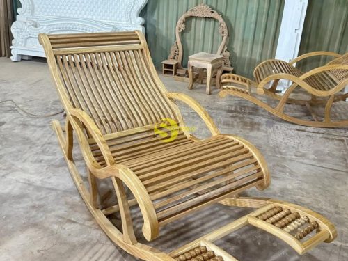 Ghế bập bênh massge gỗ gỏ đỏ-GBB203