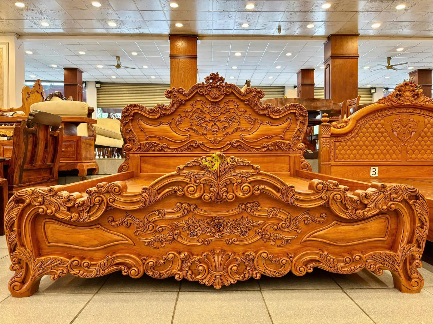 Giường ngủ cổ điển Châu Âu gỗ gõ đỏ 1,8x2m GN20 9 Giường ngủ cổ điển Châu Âu gỗ gõ đỏ 1,8x2m GN20 - Ảnh 9