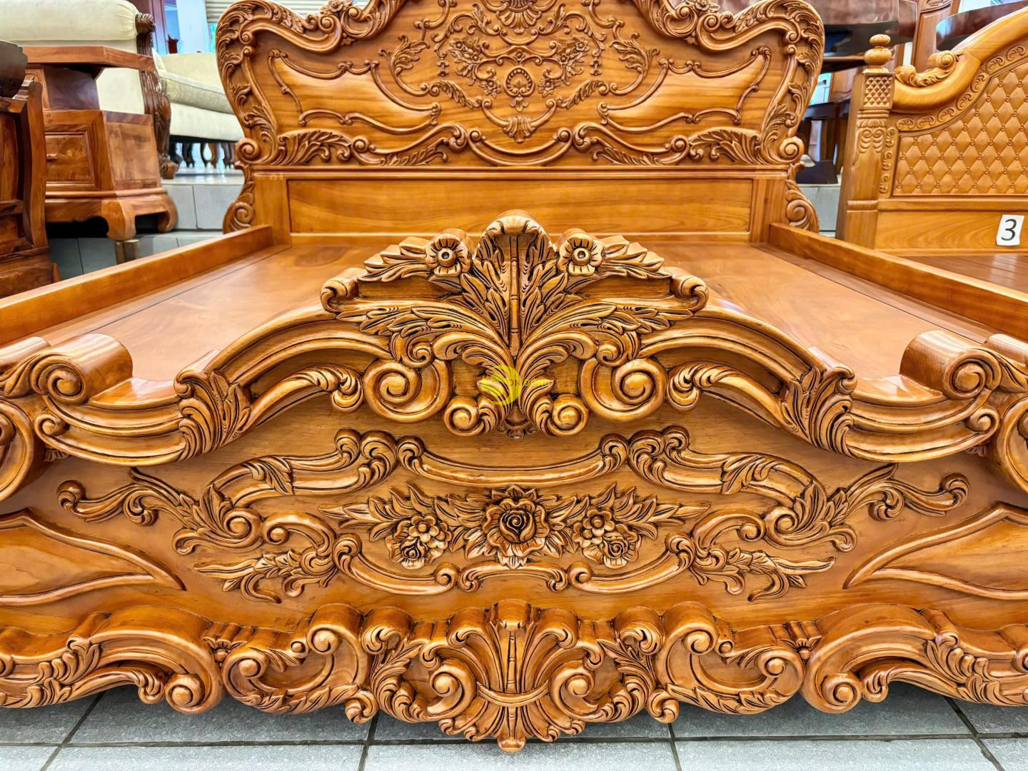 Giường ngủ cổ điển Châu Âu gỗ gõ đỏ 1,8x2m GN20 8 Giường ngủ cổ điển Châu Âu gỗ gõ đỏ 1,8x2m GN20 - Ảnh 8