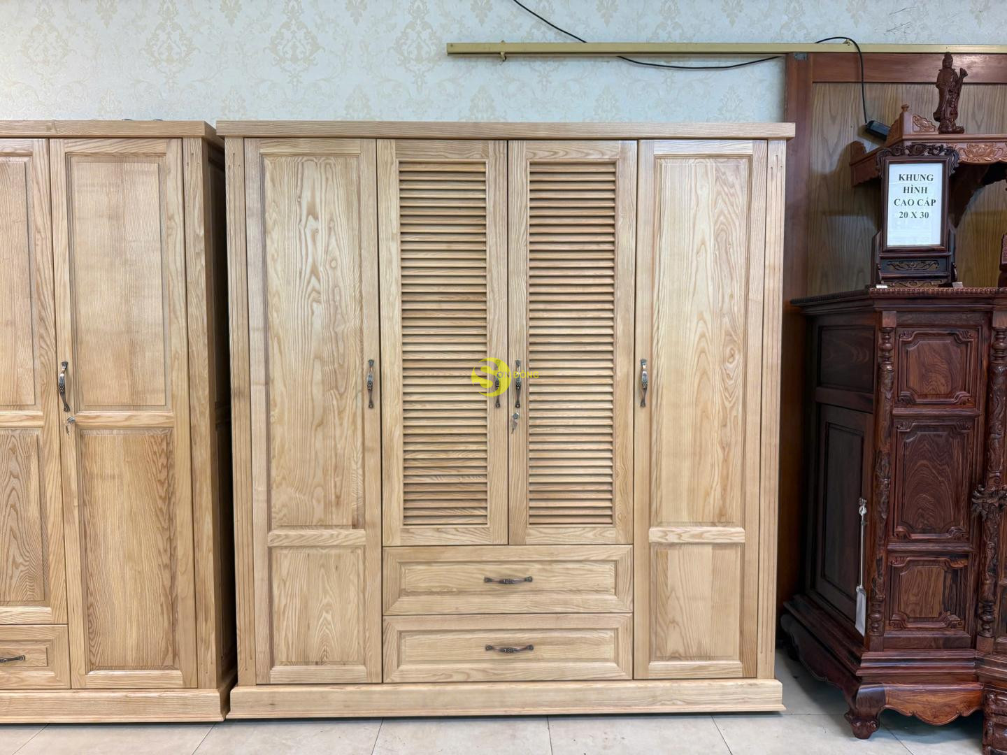 Tủ áo 2m - cánh chớp gỗ sồi - LCMTU15