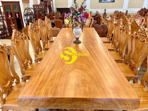 Mặt bàn ăn dài nguyên khối gỗ gõ đỏ ( 1070mm x 3010mm ) -  MBAD200
