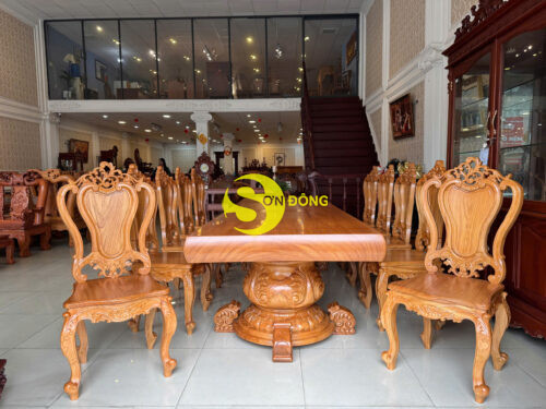 BỘ BÀN ĂN NGUYÊN TẤM DÀI 3030M 10 GHẾ | MBAD201 - CBA010 - GA229