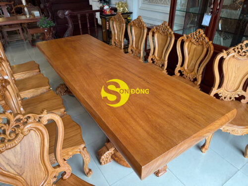 Mặt bàn ăn dài nguyên khối gỗ gõ đỏ ( 1010mm x 3030 ) -  MBAD201