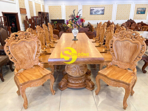 BỘ BÀN ĂN NGUYÊN TẤM DÀI 10 GHẾ  | MBAD203 - CBA007 - GA43