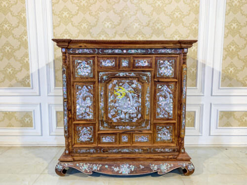 Tủ thờ Công Tử Bạc Liêu gỗ Cẩm Lai cẩn ốc đỏ Singapore thượng hạng 1.53m - SD453 - Hình ảnh 26
