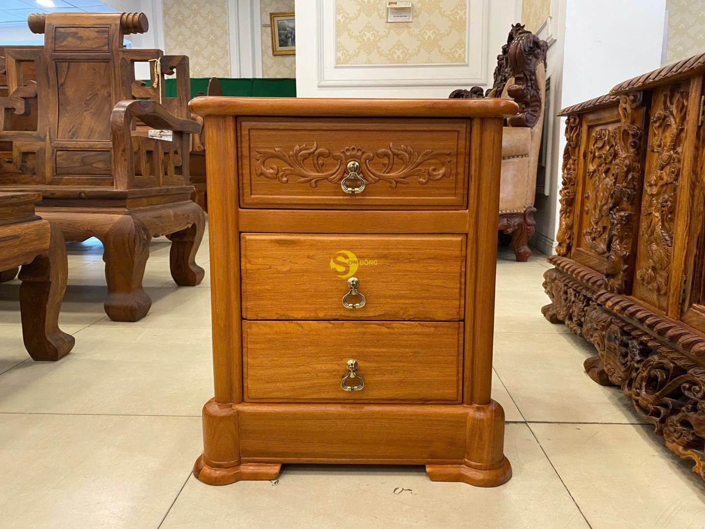 Tủ đầu giường gõ đỏ TDG30