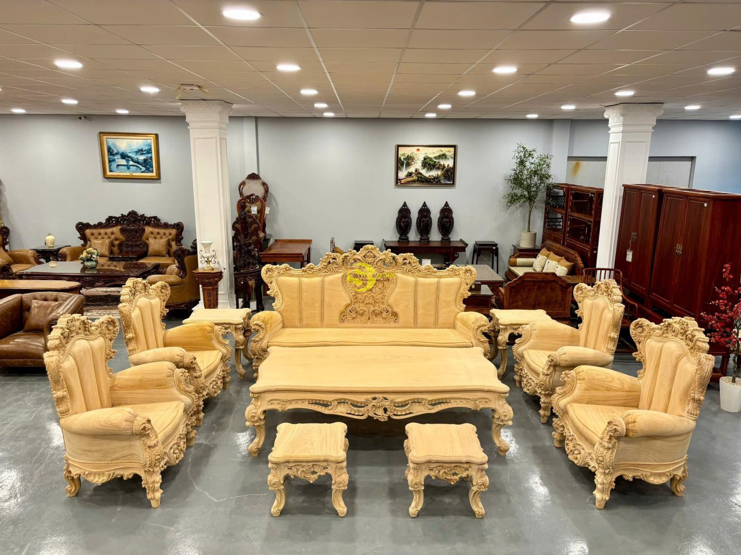 Bộ sofa hoàng gia fashion 2026 nguyên khối gỗ gõ đỏ