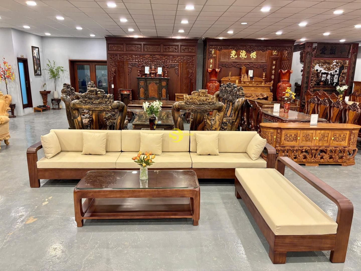 Bộ sofa hiện đại gỗ gõ đỏ