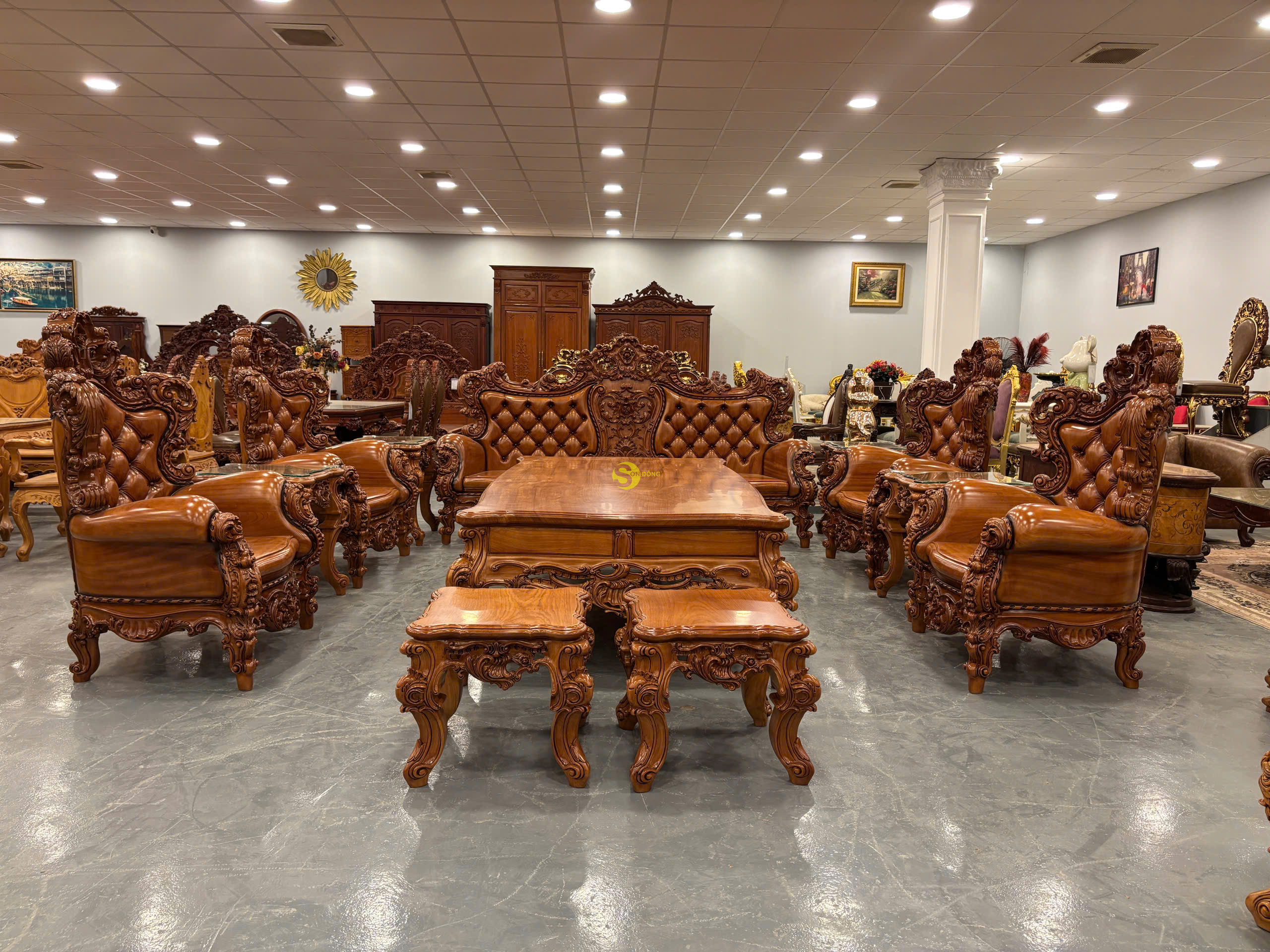 Bộ bàn ghế sofa hoàng gia Luxury phiên bản mới 12 món -