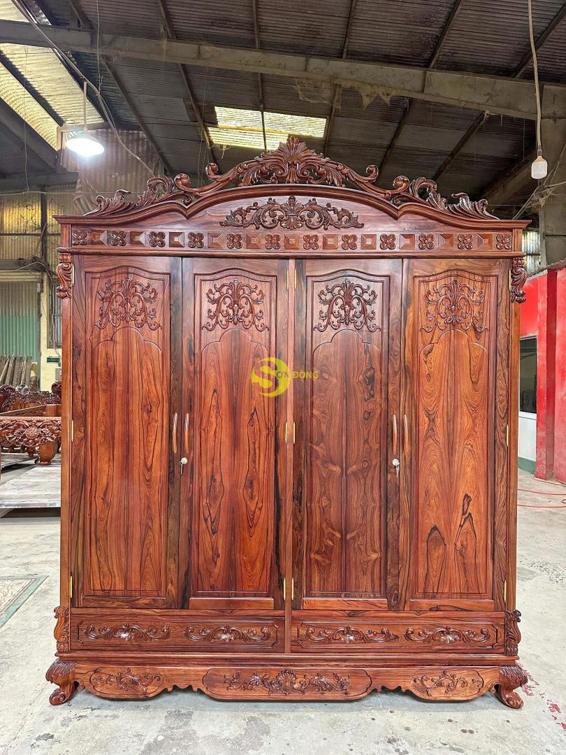 Tủ quần áo cổ điển gỗ cẩm lai