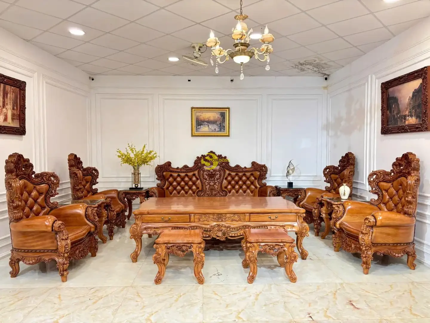 Bộ bàn ghế sofa hoàng gia Luxury phiên bản mới 12 món -